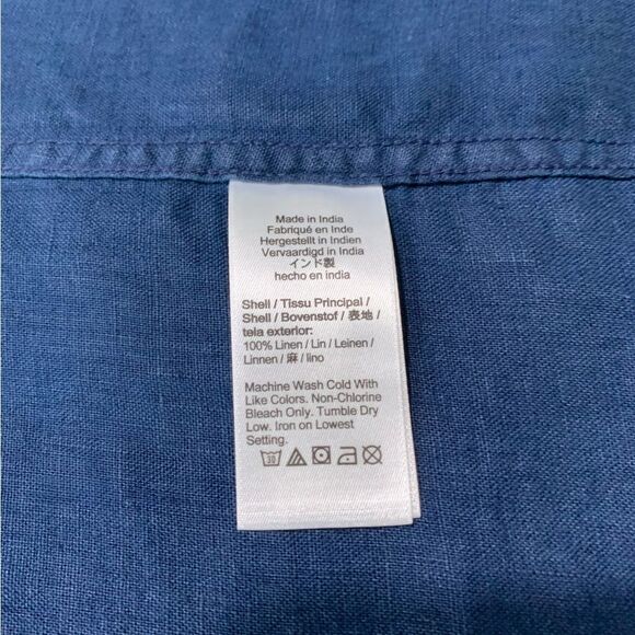 J Crew Shirt M Linen Blue - Picture 10 of 12